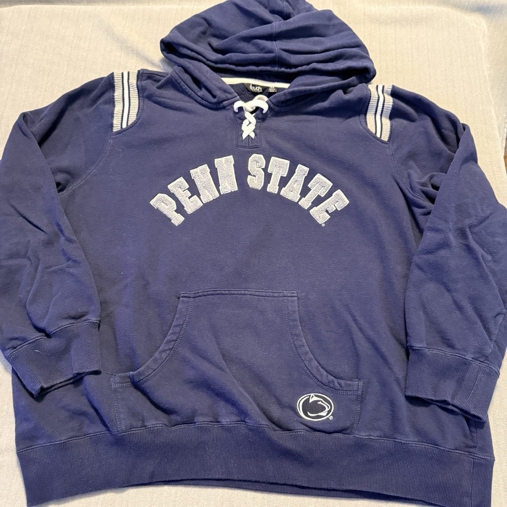 Penn State Nittany Lions Womens 2X Touch Lace Up Hoodie Blue PSU Sweatshirt